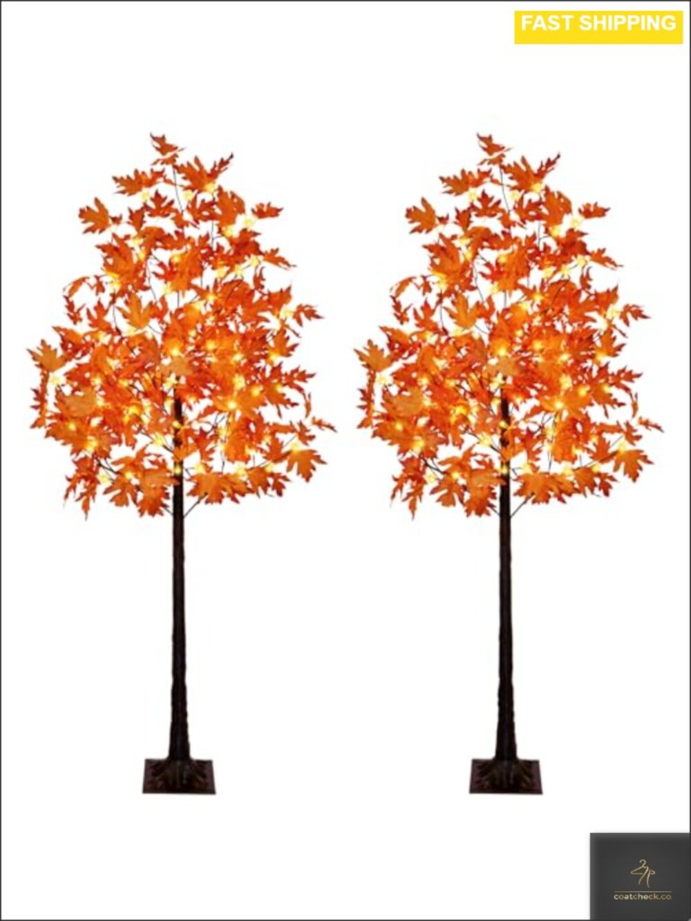 2-Pack 6ft 120LED Lighted Maple Trees Indoor Outdoor Fall Decor